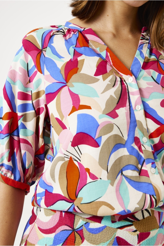 BLOUSE MET PRINT D50032 2514 DAZZLING BLUE